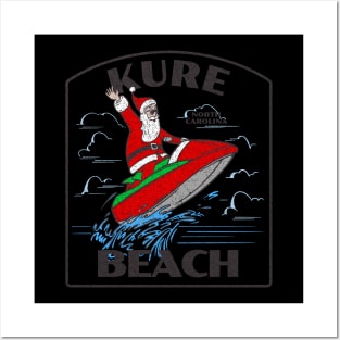 Kure Beach, NC Christmas Vacationing Waterskiing Santa Posters and Art